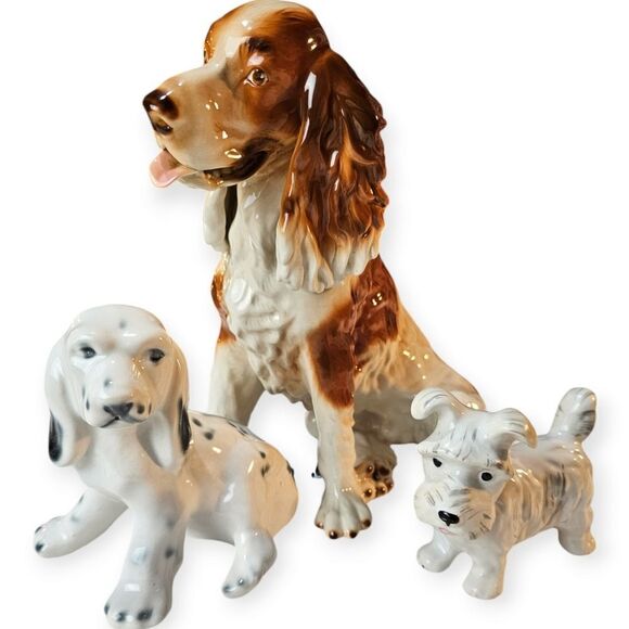 Vintage Romanian Porcelain Dog Collection Cocker Spaniel Dalmation Scottie - Picture 1 of 14
